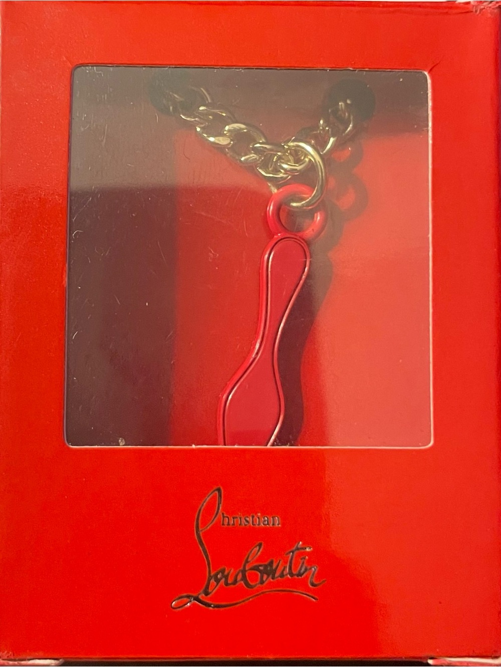 Christian Louboutin Red Shoe Necklace On Gold Chain